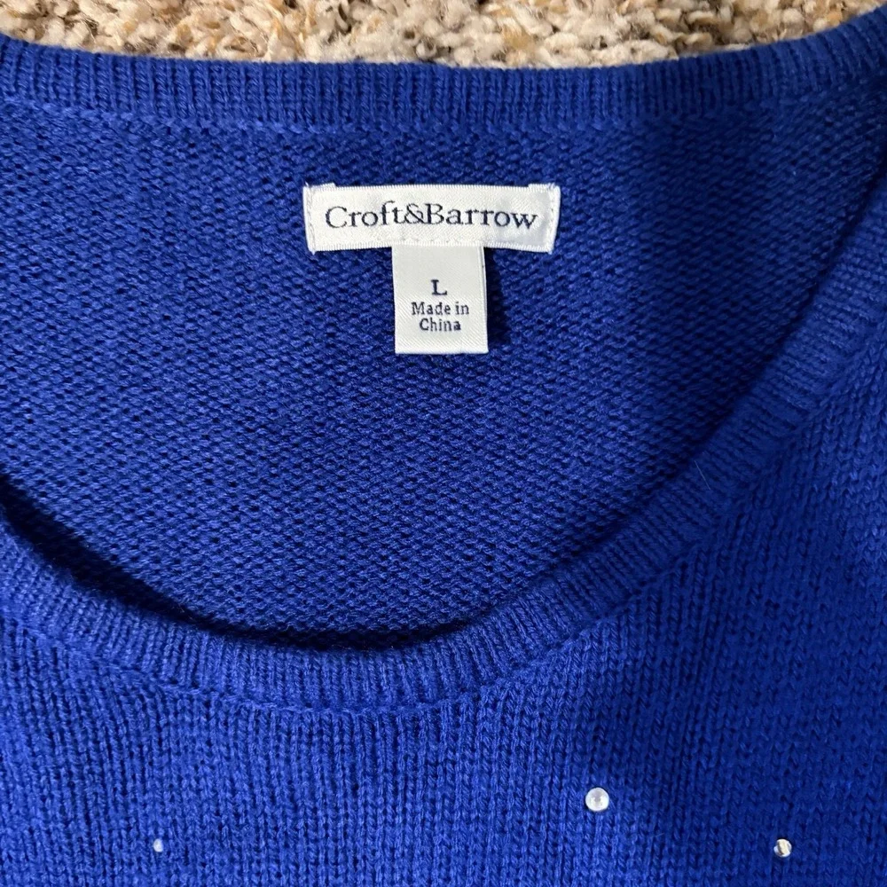 Croft & Barrow Blue Snowflake Pullover Sweater Crew Neck Long Sleeve L